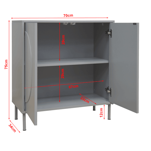 Aparador Holea com 2 portas MDF 75x70x34cm - Cinzento en.casa