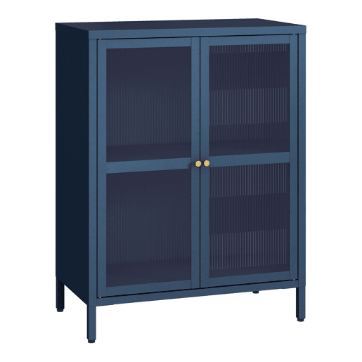 Aparador Säkylä 84x64x35cm 2 portas de vidro azul marinho en.casa