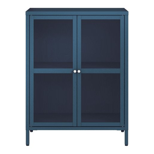 Aparador Säkylä 84x64x35cm 2 portas de vidro azul marinho en.casa