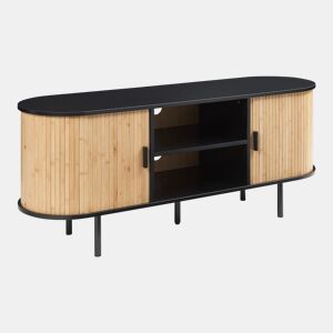 Mesa de TV Tvedestrand com 2 portas 140 x 40 x 55 cm bambu Natural Preto en.casa