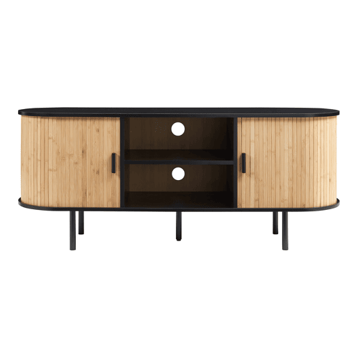 Mesa de TV Tvedestrand com 2 portas 140 x 40 x 55 cm bambu Natural Preto en.casa