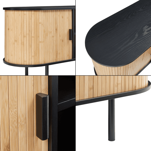 Mesa de TV Tvedestrand com 2 portas 140 x 40 x 55 cm bambu Natural Preto en.casa