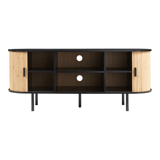 Mesa de TV Tvedestrand com 2 portas 140 x 40 x 55 cm bambu Natural Preto en.casa