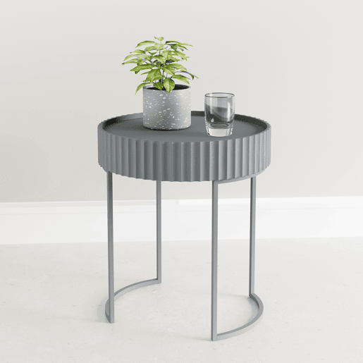Mesa de apoio Rill redonda 46xØ40 cm Cinzento en.casa