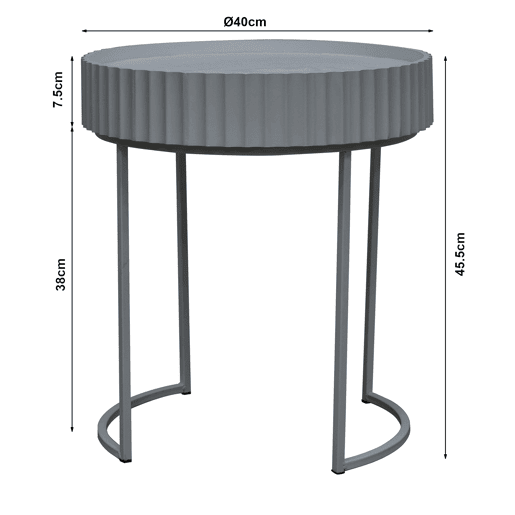 Mesa de apoio Rill redonda 46xØ40 cm Cinzento en.casa