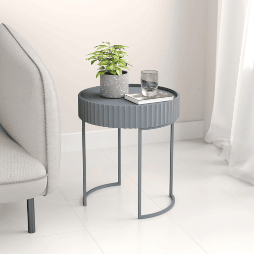 Mesa de apoio Rill redonda 46xØ40 cm Cinzento en.casa