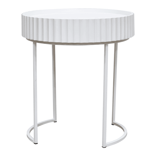 Mesa de apoio Rill redonda 46xØ40 cm Blanco en.casa