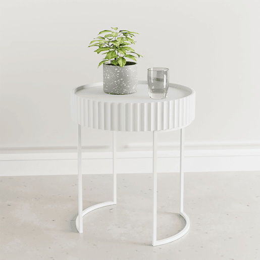 Mesa de apoio Rill redonda 46xØ40 cm Blanco en.casa