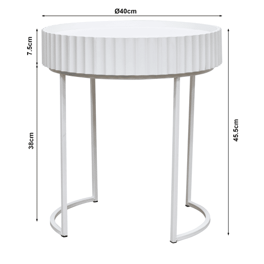 Mesa de apoio Rill redonda 46xØ40 cm Blanco en.casa