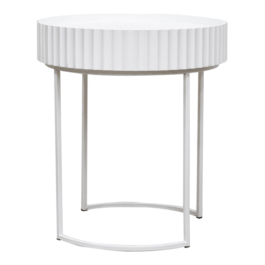 Mesa de apoio Rill redonda 46xØ40 cm Blanco en.casa