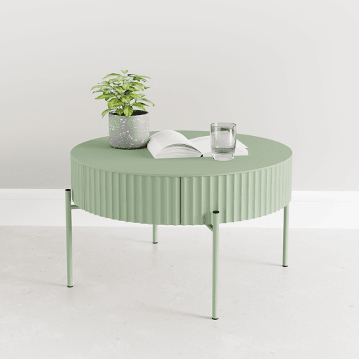 Mesa de centro Rill redonda com gaveta 36 x Ø60 cm Verde menta en.casa