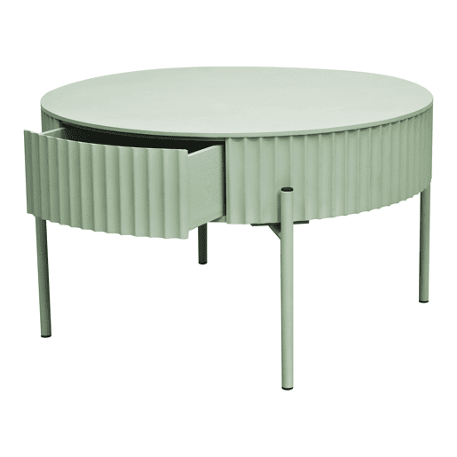Mesa de centro Rill redonda com gaveta 36 x Ø60 cm Verde menta en.casa