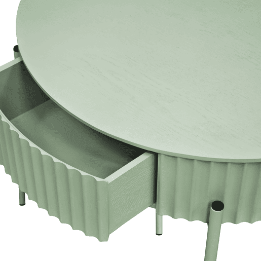 Mesa de centro Rill redonda com gaveta 36 x Ø60 cm Verde menta en.casa