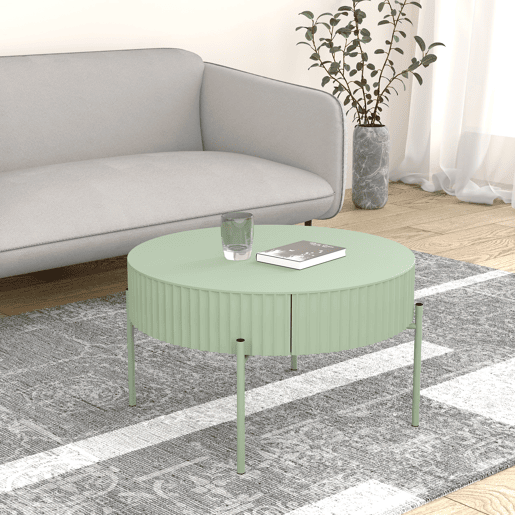 Mesa de centro Rill redonda com gaveta 36 x Ø60 cm Verde menta en.casa