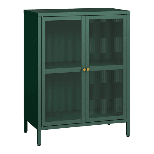Aparador Säkylä 84x64x35cm 2 portas de vidro Verde en.casa