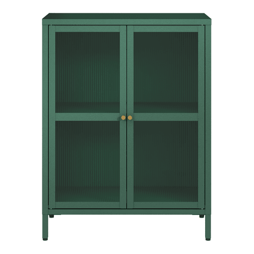 Aparador Säkylä 84x64x35cm 2 portas de vidro Verde en.casa