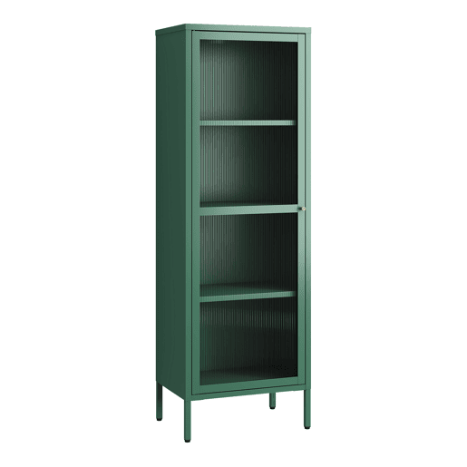 Vitrina Säkylä 1 porta aço 150x50x35 cm Verde abeto en.casa