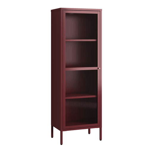 Vitrina Säkylä 1 porta aço 150x50x35 cm Vermelho bordeaux en.casa
