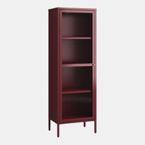 Vitrina Säkylä 1 porta aço 150x50x35 cm Vermelho bordeaux en.casa