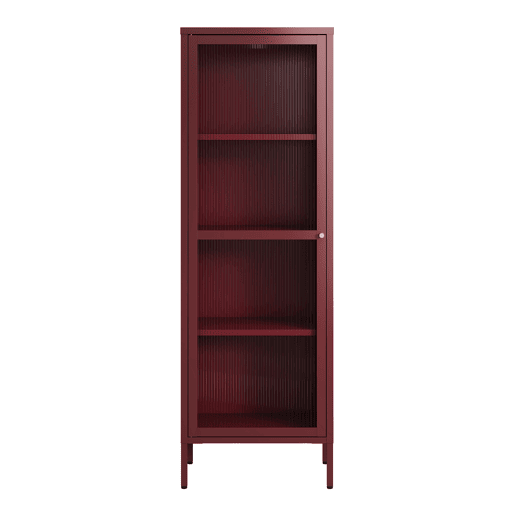 Vitrina Säkylä 1 porta aço 150x50x35 cm Vermelho bordeaux en.casa