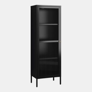 Vitrina Säkylä 1 porta aço 150x50x35 cm Preto en.casa