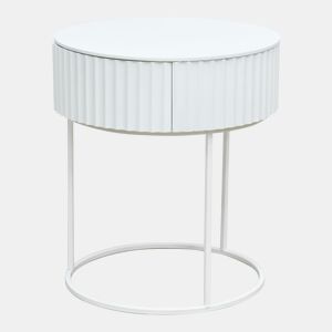 Mesa de apoio Rill redonda com gaveta 46xØ40 cm Branco en.casa