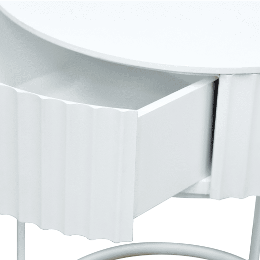 Mesa de apoio Rill redonda com gaveta 46xØ40 cm Branco en.casa