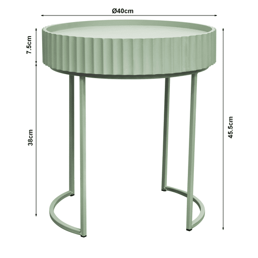 Mesa de apoio Rill redonda 46xØ40 cm Verde menta en.casa
