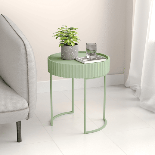 Mesa de apoio Rill redonda 46xØ40 cm Verde menta en.casa