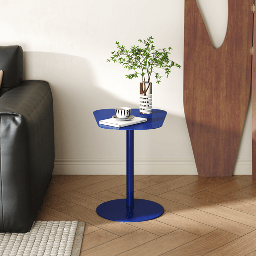 Mesa de apoio Nastätten trapezoidal interiorexterior em metal 50 x 50 x 38 cm - Azul escuro en.casa