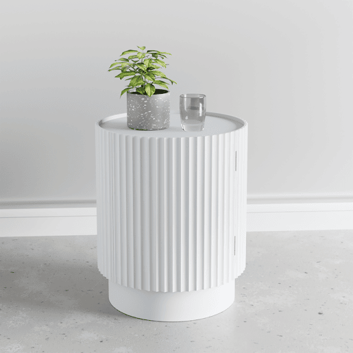 Mesa de apoio Rill redondo 2 compartimentos 49 x Ø40 cm Branco en.casa