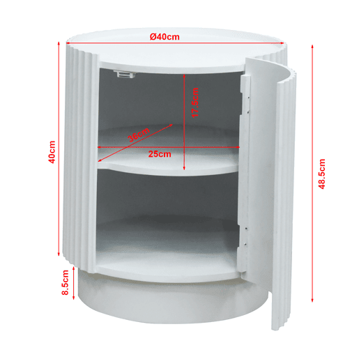Mesa de apoio Rill redondo 2 compartimentos 49 x Ø40 cm Branco en.casa