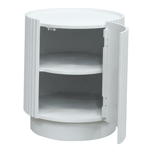 Mesa de apoio Rill redondo 2 compartimentos 49 x Ø40 cm Branco en.casa