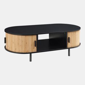 Mesa de centro Tvedestrand com 2 portas 120x55x40 cm PretoNatural en.casa