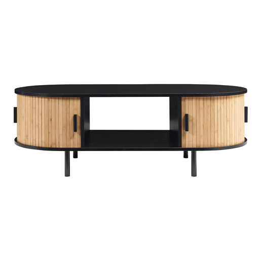Mesa de centro Tvedestrand com 2 portas 120x55x40 cm PretoNatural en.casa