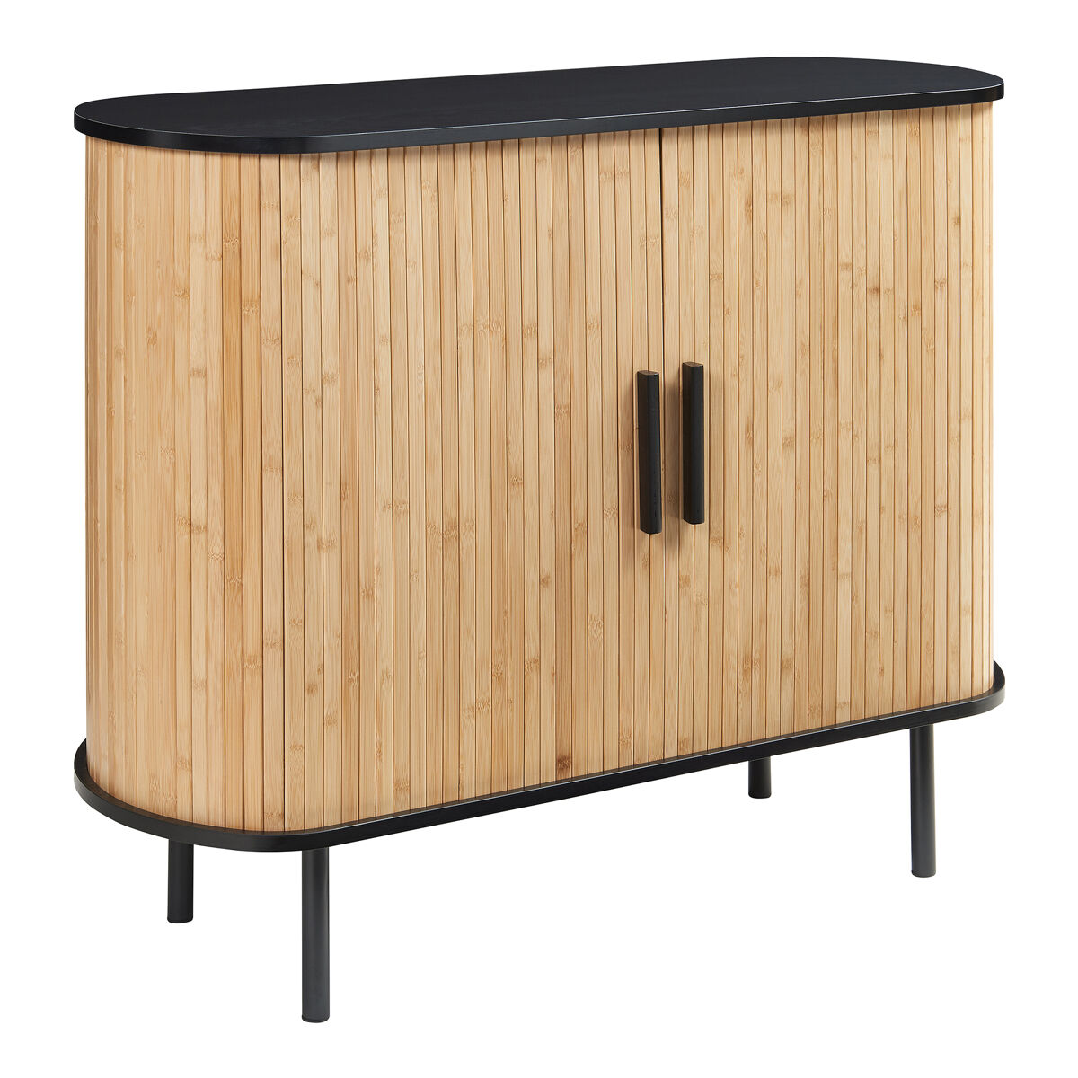 Aparador tvedestrand bambú con puertas 100x40x80cm - negro/efecto madera [en.casa]