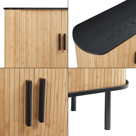 Armário lateral Tvedestrand 2 portas de correr 100x40x80cm - pretobambu en.casa