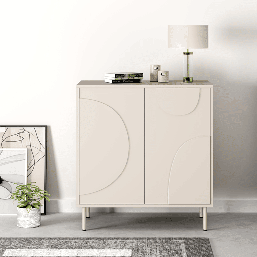 Aparador Holea com 2 portas MDF 75x70x34cm - Bege en.casa