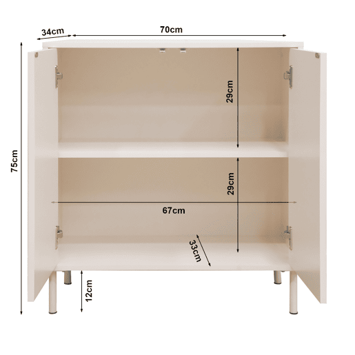 Aparador Holea com 2 portas MDF 75x70x34cm - Bege en.casa