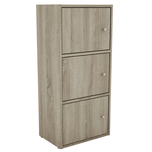 Armário multifuncional Plea Sonoma Oak com 3 portas, móvel de armazenamento para sala de estar, 42x92x29 cm Armário multifuncional Plea Sonoma Oak com 3 portas, móvel de armazenamento para sala de estar, 42x92x29 cm