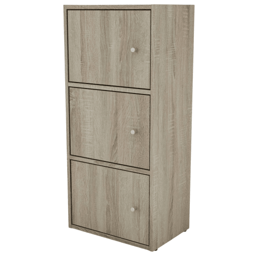 Armário multifuncional Plea Sonoma Oak com 3 portas, móvel de armazenamento para sala de estar, 42x92x29 cm Armário multifuncional Plea Sonoma Oak com 3 portas, móvel de armazenamento para sala de estar, 42x92x29 cm