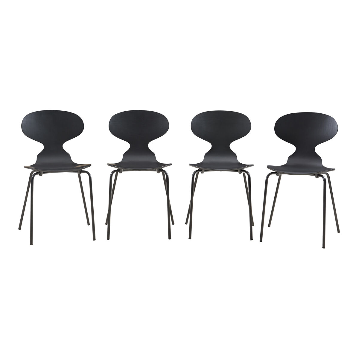 Conjunto de 4 sillas de comedor kil 80x47x48cm negro [en.casa]