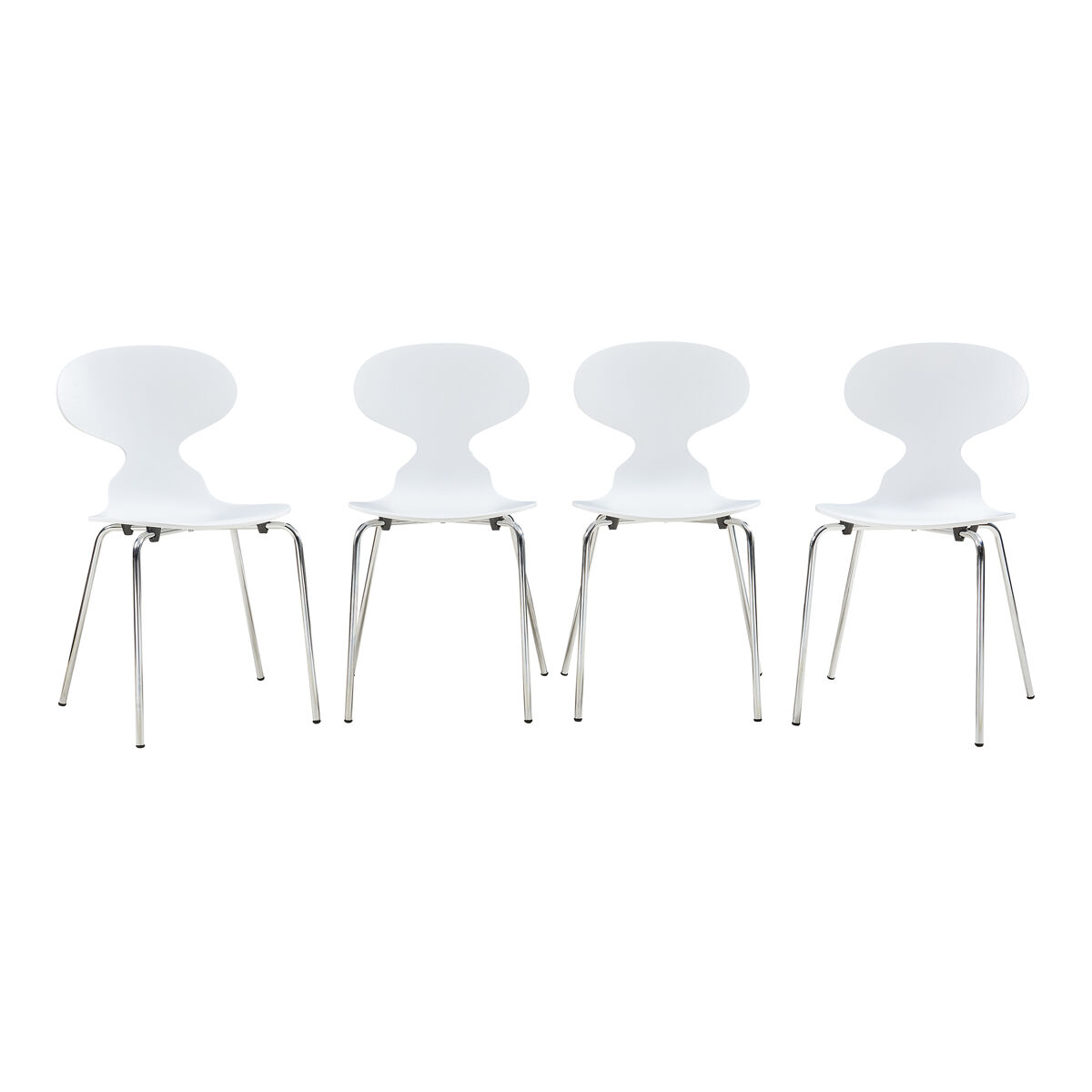 Conjunto de 4 sillas de comedor kil 80x47x48cm blanco/cromo [en.casa]