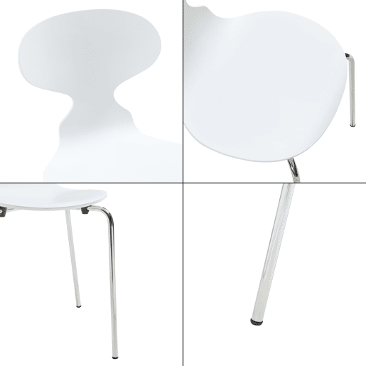 Conjunto de 4 cadeiras de jantar Kil 80x47x48cm BrancoCromo en.casa
