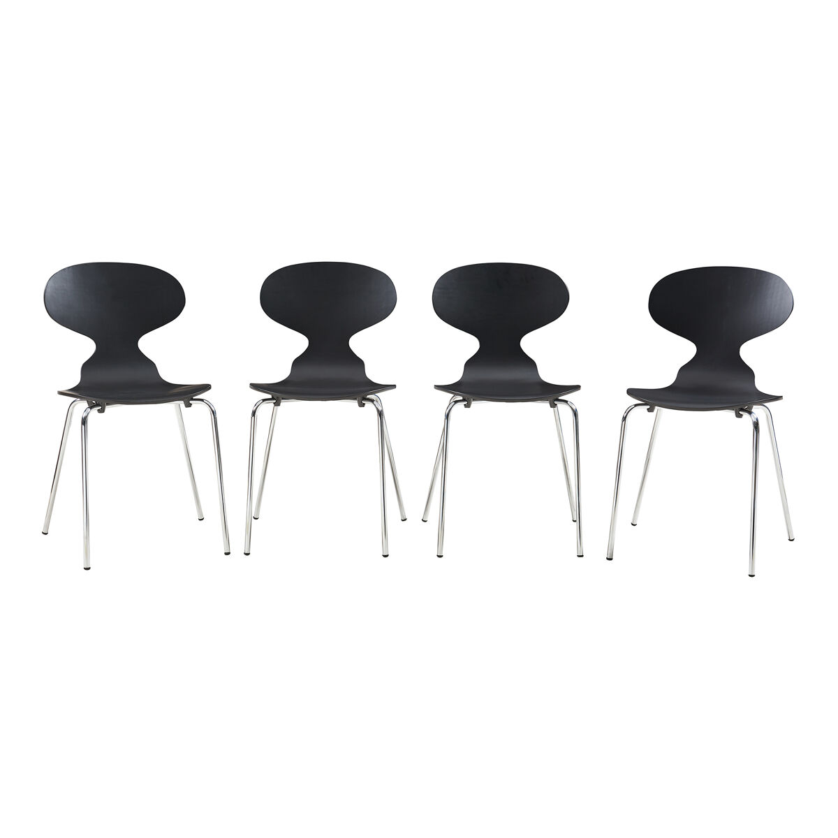 Conjunto de 4 sillas de comedor Kil [en.casa] Negro