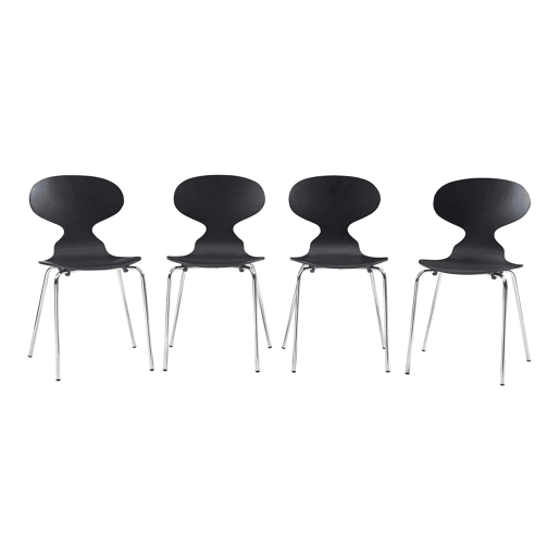 Conjunto de 4 cadeiras de jantar Kil 80x47x48cm PretoCromo en.casa