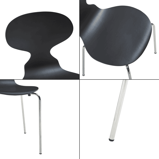 Conjunto de 4 cadeiras de jantar Kil 80x47x48cm PretoCromo en.casa