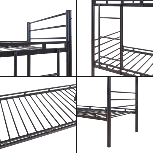 Beliche de metal Bevapis com 2 colchões 90x200 cm Preto en.casa