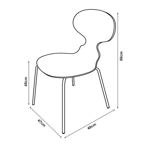 Conjunto de 4 cadeiras de jantar Kil 80x47x48cm Branco en.casa