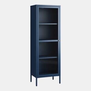 Vitrina Säkylä 1 porta aço 150x50x35 cm Azul en.casa